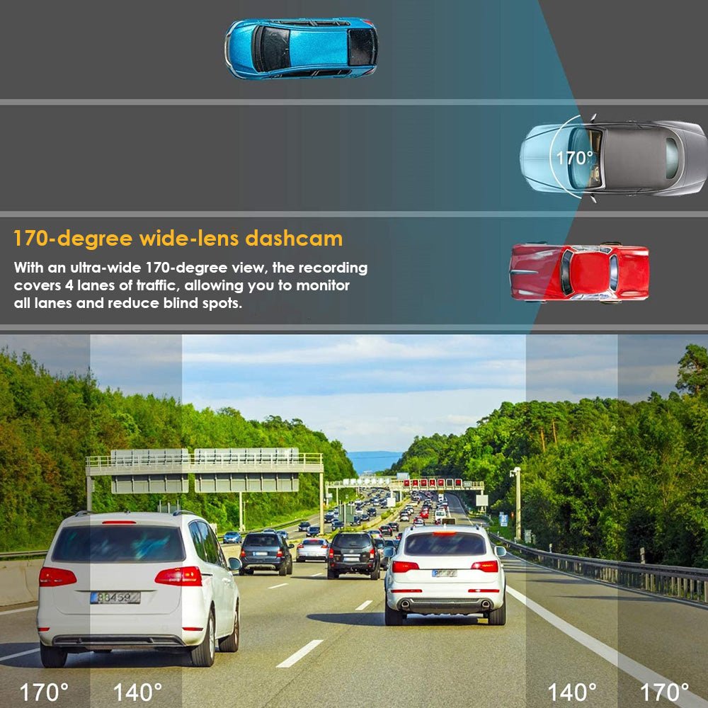 Car Camera Dash Cam with integrated WiFi, 170Β° angle