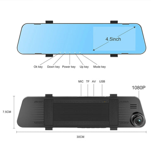 Mirror Dash Cam For Car Full HD 1080P