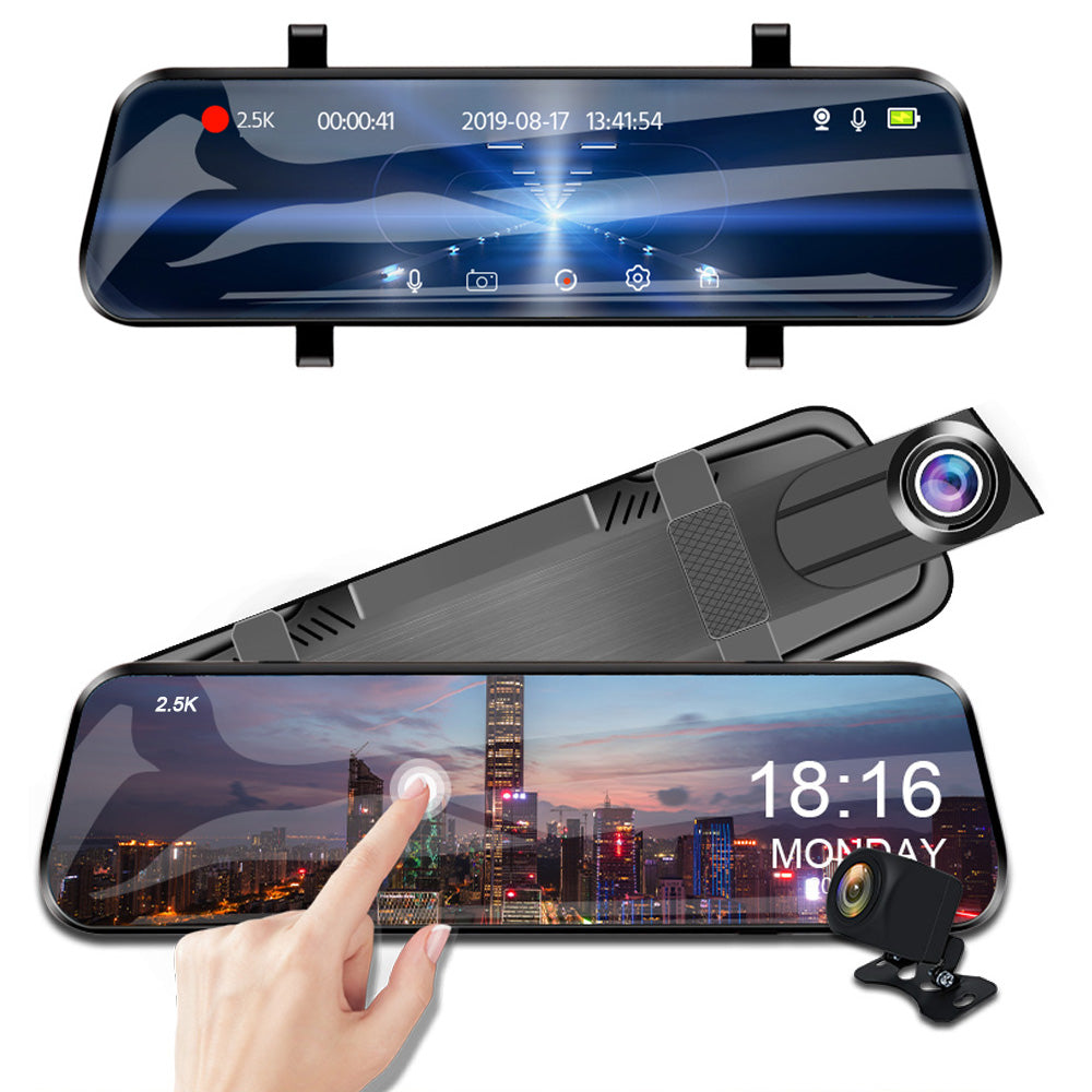 Dashboard Camera For Car Rearview Mirror with 10-inch Touch Screen