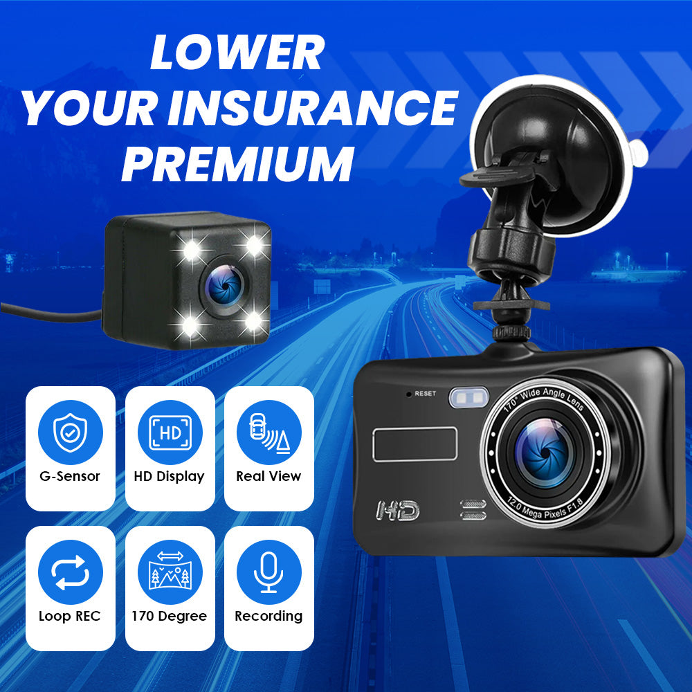 Dashcam Front & Rear 1080p with Touch Screen