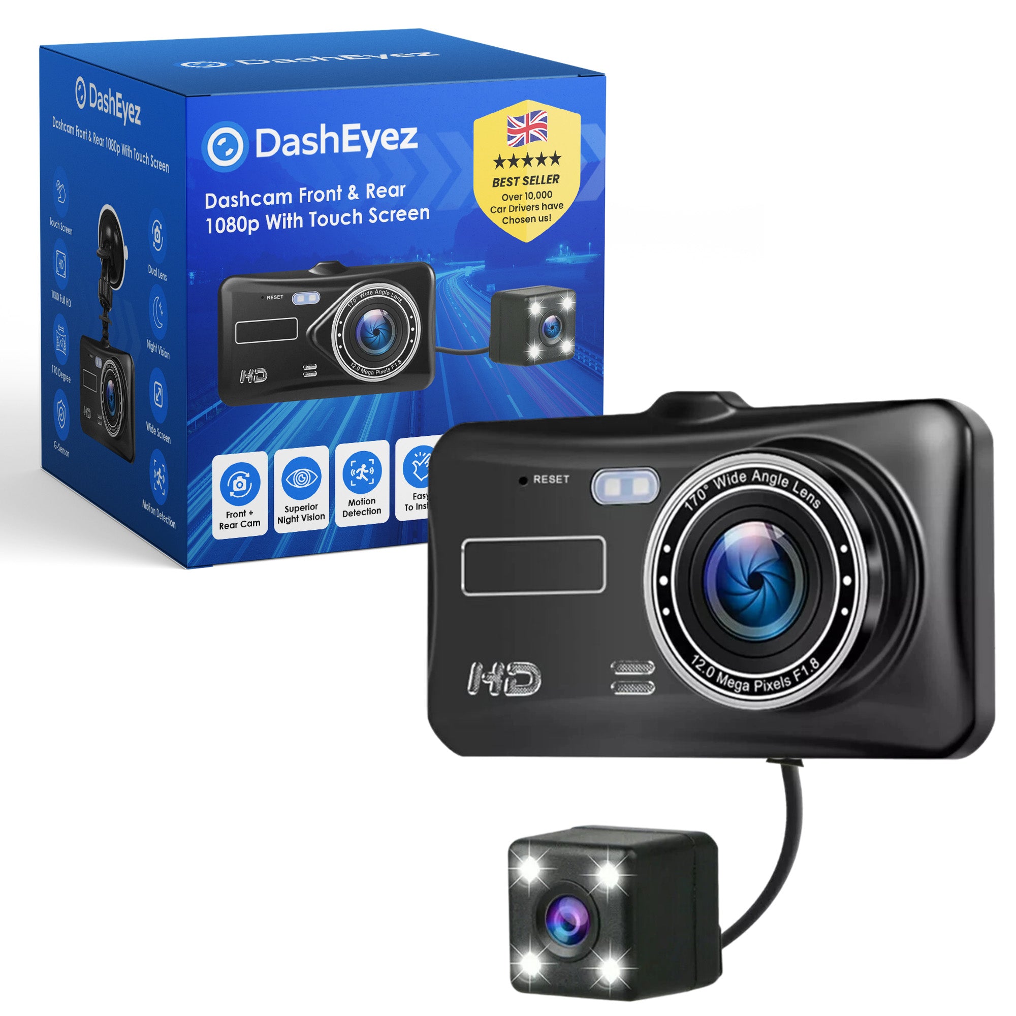 Dashcam Front & Rear 1080p with Touch Screen